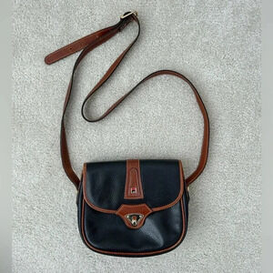 Vintage FILA Made in Italy Leather Crossbody Bag Black Brown 90s